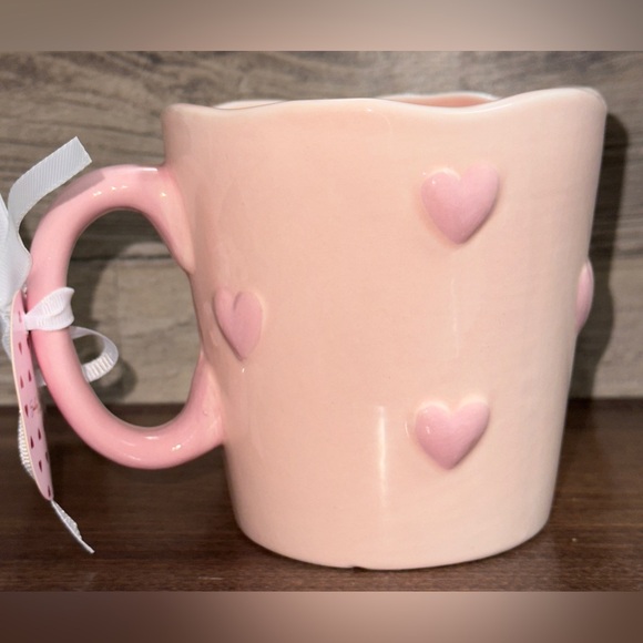 Super Cute Pink Ceramic Mug with Hearts 💕 Perfect Valentines Day - NEW - Picture 3 of 11